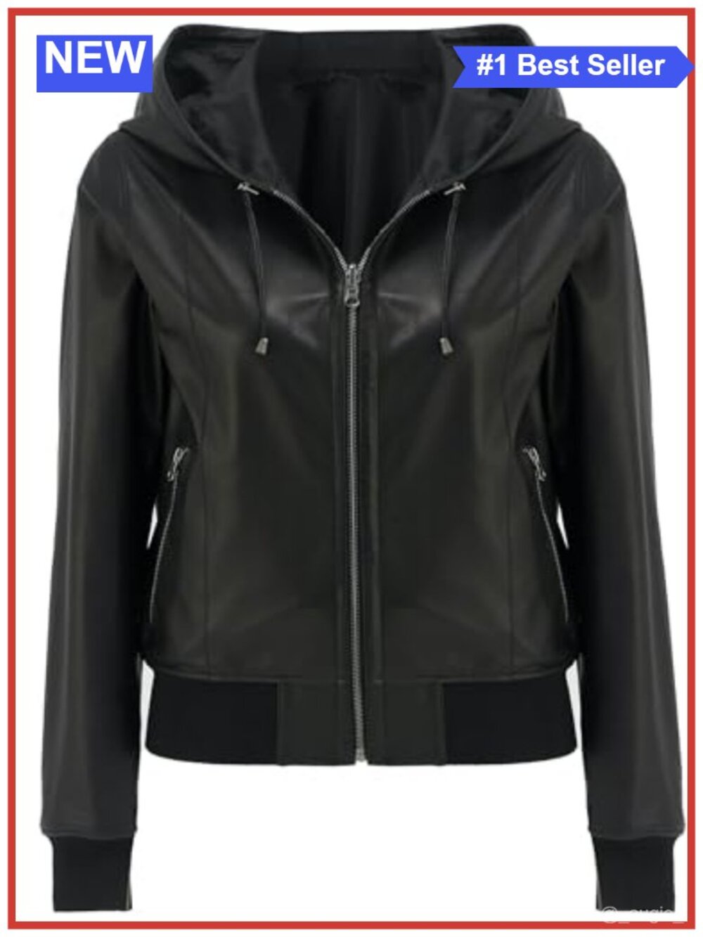 Women's Reversible Genuine Leather Bomber Jacket with Hood